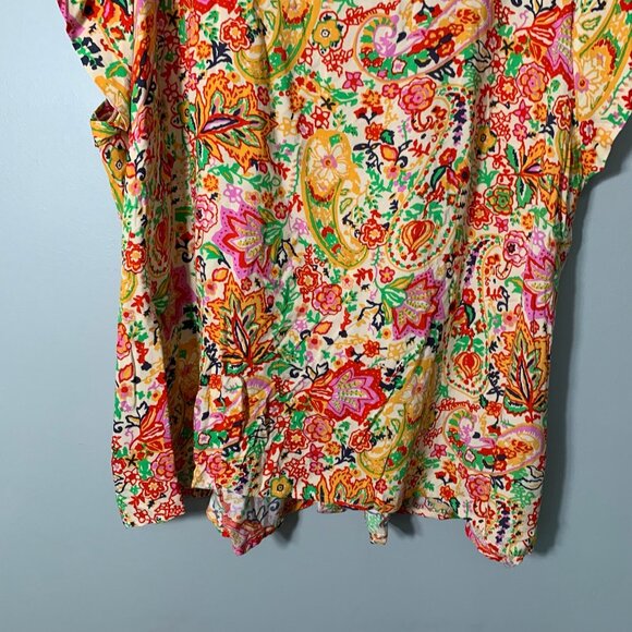 NEW Cynthia Rowley floral lightweight full button back detail flowy shirt top - Picture 4 of 10
